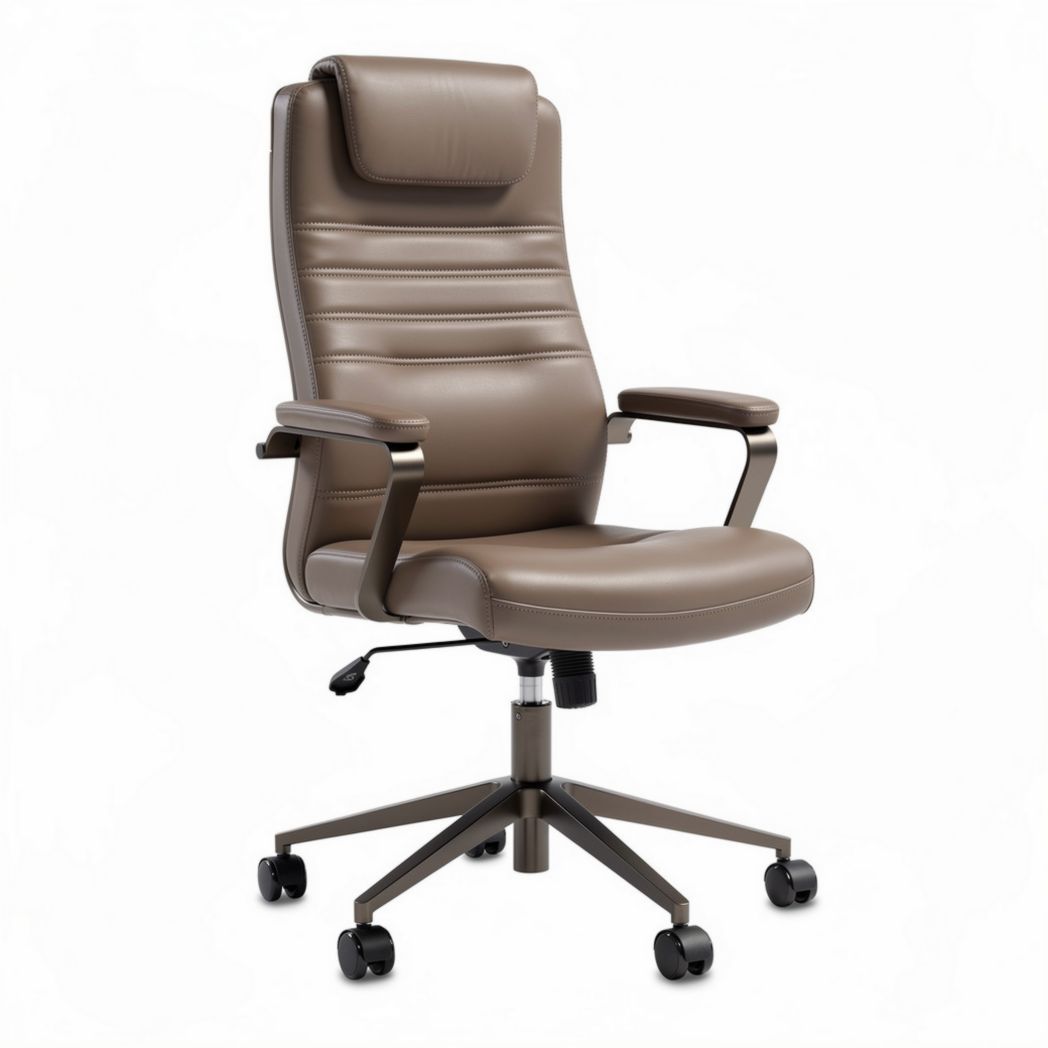 Fauteuil de bureau réglable en cuir synthétique marron 60 x 60 x 110cm