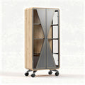 Vitrine sur roulettes en bois et verre dimensions 80 x 40 x 180 cm