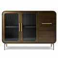 Buffet en métal doré avec portes en verre trempé dimensions 90 x 45 x 75cm