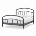 Lit en métal gris avec sommier 190 x 140 cm et finitions en argent