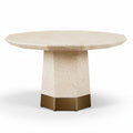 Table octogonale en marbre beige avec base en métal doré 60 x 60 x 75cm