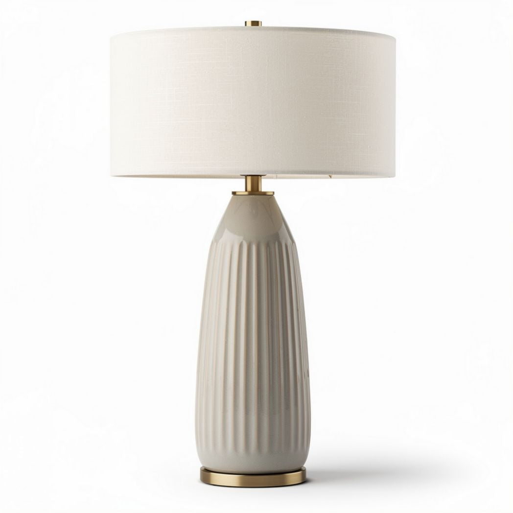 Lampe de table en céramique gris clair avec abat-jour en tissu 50 x 25 x 30cm