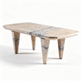 Table en marbre beige avec pieds coniques dimensions 180 x 90 x 75cm