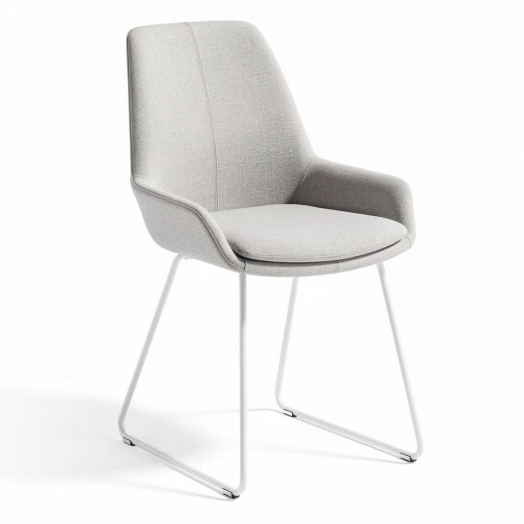 Chaise moderne en tissu gris avec structure en métal 45 x 50 x 80cm