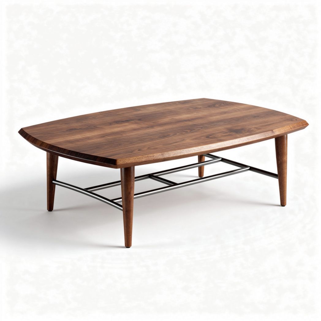 Table basse en bois de noyer avec pieds en métal dimensions 120 x 70 x 40cm